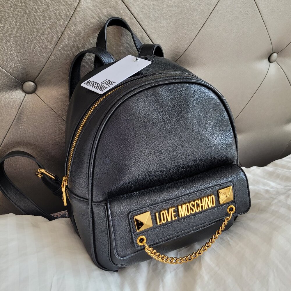 **SOLD**Authentic LOVE MOSCHINO BLACK LEATHER BACKPACK